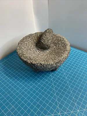 Vintage 7'  Mexican Hand Made Volcanic Lava Stone Molcajete Mortar And Pestle • $45