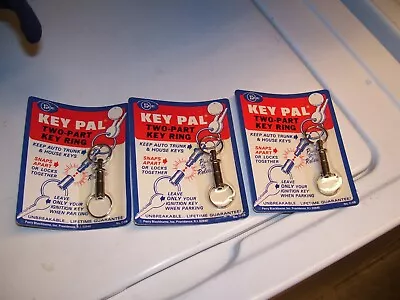 $24.99 • Buy 3 Vintage Nos Key-pal Ring Snap Lock Usa Accessory Ford Gm Chevy Hot Rod Chevy