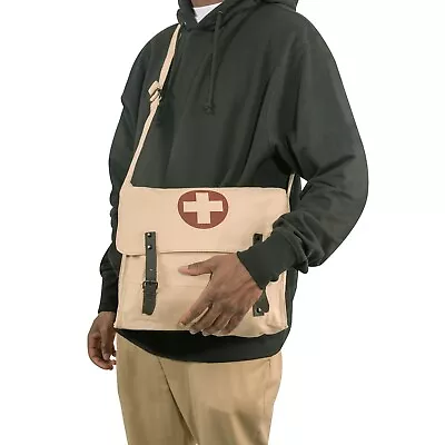 Vintage Canvas Messenger Bags - Stylish Medic Shoulder Bags W/ Leather Straps • $21.99