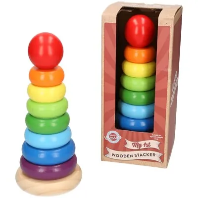Wooden Rainbow Stacker My 1st Wooden Rainbow Stacking Toy Babies +12 Months • £8.82