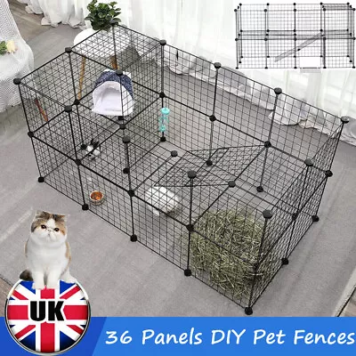 36 Panels Pet Playpen Metal Wire Fence Play Pen Puppy Pig Rabbit Animals Cage • £24.90