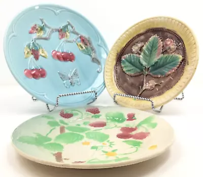 Antique Majolica Plates Fruits LOT Of 3: 1 French 1 Zell • $119