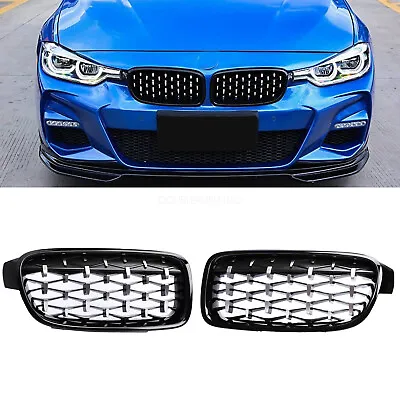 Gloss Black Front Diamond Kidney Grille Grills For BMW F30 328i 335i 2012-2018 • $39.99