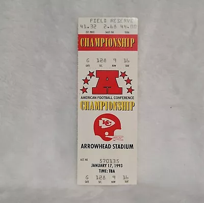 1993 AFC Championship Game Houston Oilers Kansas City Chiefs Ticket Stub Montana • $24.99