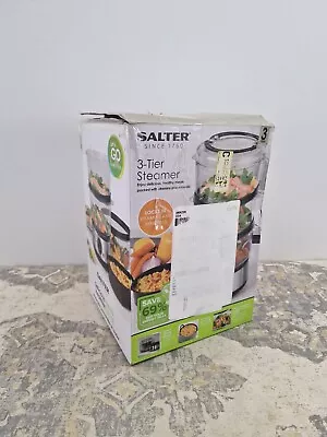 Salter 3-Tier Steamer Multi-Cooker Food Stainless Steel Compact Rice Cooker 500W • £18.95