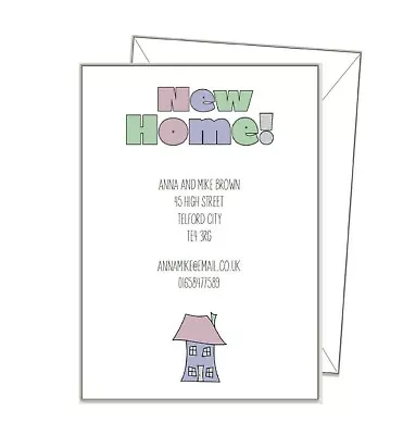 MOVING HOME PERSONALISED CARDS Change Of Address Pk 10 & Envs LILAC Sa03 • £3.95