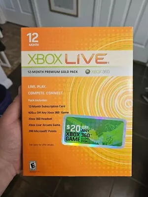 $175 • Buy Microsoft Xbox 360 Live Gold Pack 12 Month Membership Sealed Rare