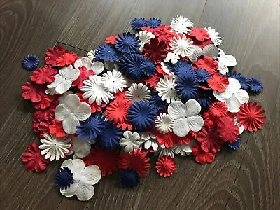 J4: 300 Mix Lot Of Mulberry Flowers Card Making Red Blue White Independent Flag • $10.50