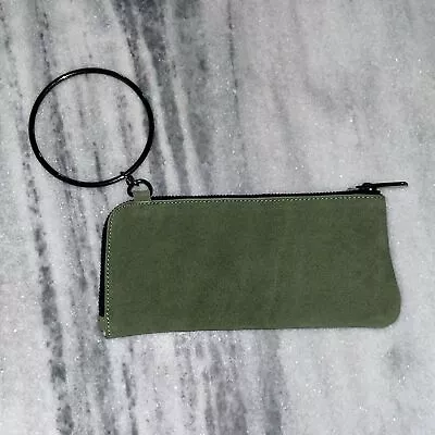 Zara Green Suede Wristlet Wallet Purse • $29.99