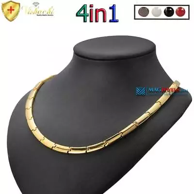 4 In 1 Pure Titanium Magnetic Necklace Gold Arthritis Therapy Men Women T11c • $49.95