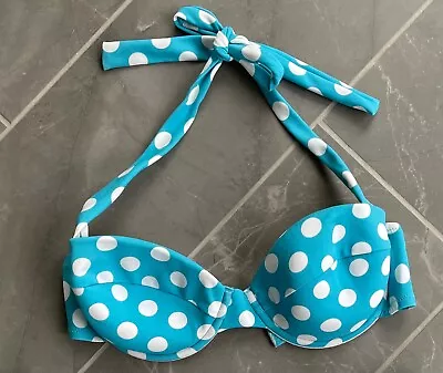 NEW J Crew Swim Bikini Top Blue Polka Dot Size 6 • $8.95