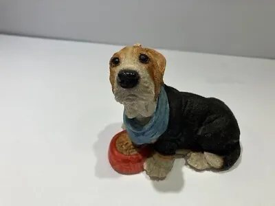 Vintage Stone Critters Basset Hound With Dog Food Bowl Figurine Sc-362 • $10