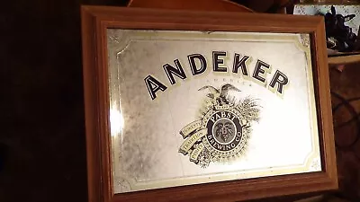 Vintage Andeker Beer Sign Mirror Wood Frame 22  X 16  USA • $28