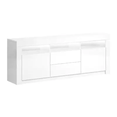 $160.45 • Buy Artiss TV Cabinet Entertainment Unit Stand RGB LED Gloss Drawers 160cm White