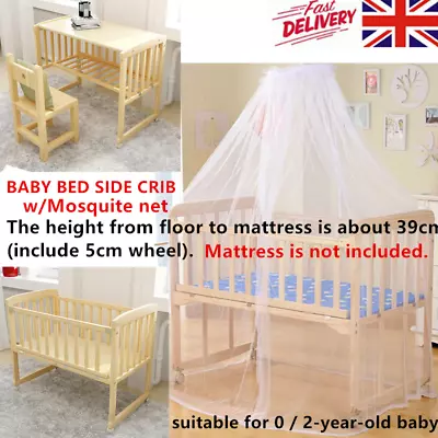 Baby Compact Cot Wooden Co-sleeper Crib Cot Bed Drop Side Next To Me • £79.99