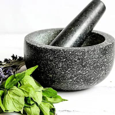 Large Pestle And Mortar Set Durable Granite Stone Spice & Herb Crusher • $47.95