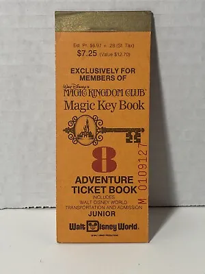 1970’s 8-ride Magic Kingdom Club Junior Ticket Stub 8 Coupons Inside VTG • $44