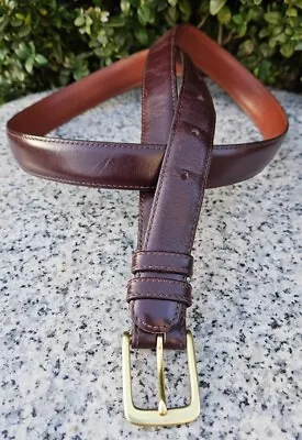 COACH Burgundy Burnished Leather Belt 5700 Brass Buckle Men Size:36 Made In USA  • $18.99