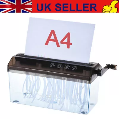1x Mini Hand Paper Shredder A4 Documents Paper Cutting Home Office Equipment New • £16.55