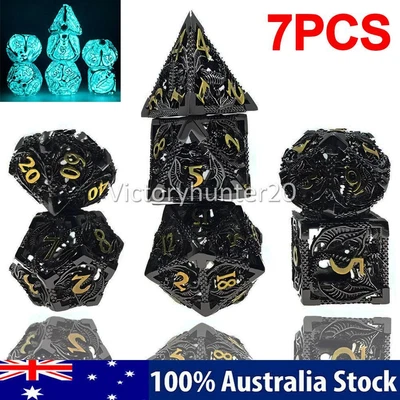 $31.95 • Buy X7 Metal Dice DND Set Role Playing D&D 7 Polyhedral Dice For Dungeons Dragons AA