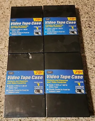 Vtg Lot Of 4 Video Empty Storage Cases  VHS Plastic Black NIP • $20