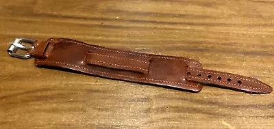 14mm Brown Oil Leather Handmade WW1 WW2 Army Trench Wrist Watch Bund Strap Band • $22