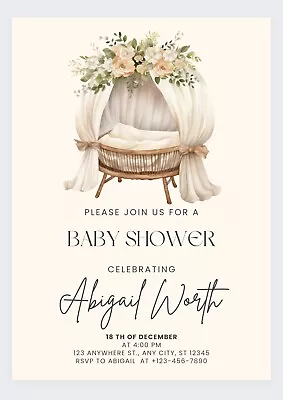 Personalised Baby Shower Invitations | Floral Botanical | Invites | Pack Of 10 • £5.95