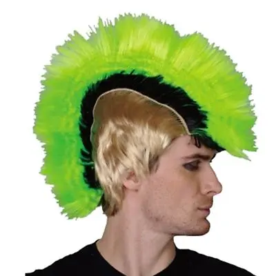 Punk Mohawk Wig Adult Green Black Blonde Hair Sport Fan Australia Day Accessory • $11.11