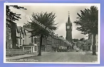 1938c VINTAGE BUS HOTEL MACHYNLLETH POWYS Montgomeryshire RP REAL PHOTO POSTCARD • £1.99