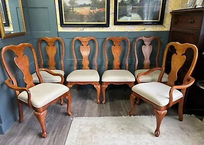 Set Six Mahogany Queen Anne Style Dining Chairs • £195