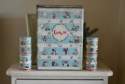 Vintage 1960's Cereal Tin And 4 Matching Spice Tins Prop (K) • £10