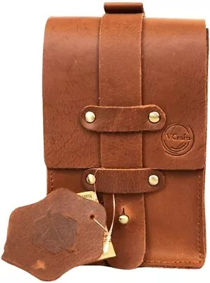 Leather Belt Pouch Waist Bag Handmade Tan Brown Small Fanny Pack With Belt Loop1 • $65.76