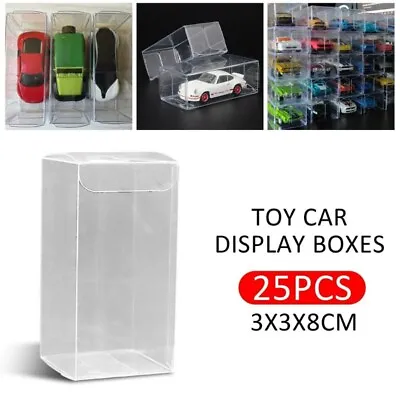 25pcs Clear Model Toy Car Display Box Show Storage Case Dustproof For 1:64 Scale • $8.96