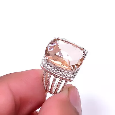 Morganite 925 Sterling Silver Ring S.8 R_8039_300_15 • $20.40