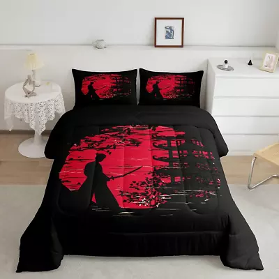 Samurai Comforter Set Sunset Bedding Set Japanese Samurai Warm Soft Down Comfo • $132.21