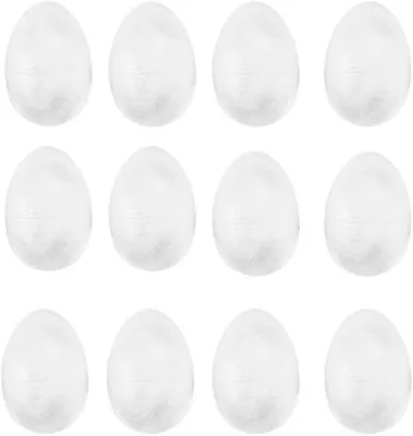 TRIXES Easter Foam Polystyrene Eggs X12 NEW 8cm White Craft Eggs Paint Decorate • £6.49