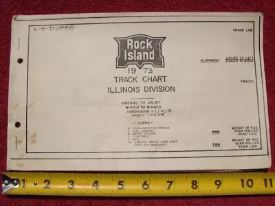 1973 ROCK ISLAND Railroad Train Track Chart Vintage Railway Joliet Illinois Div • $3.99