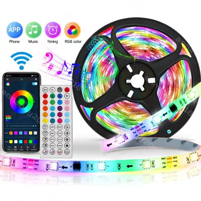 LED Strip Lights 5050 RGB Color Changing Music Sync 44 Keys Remote APP Control • $23.99