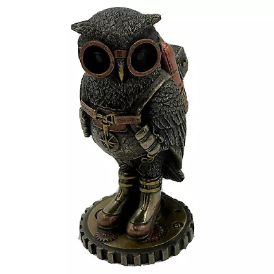 Bronze Steampunk Fantasy Owl Jetpack Goggles Hand Painted 6  Figurine Sculpture • $44.90