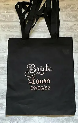 £5.45 • Buy Personalised Wedding Party Tote Bag Cotton Bride Bridesmaid Rose Gold Hen Party