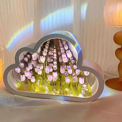 Handmade Cloud Tulip Night Lights Home Decor Mirror Tulip Night Lamp For Bedroom • $20.99