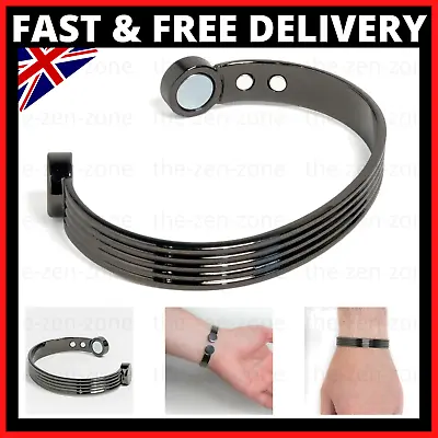 £1.99 • Buy Mens Womens Black Copper Magnetic Bracelet Bio Arthritis Pain Relief Cuff Gift