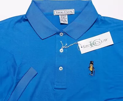 Vintage IZOD Planters Mr. Peanut Polo Shirt 100% Cotton Blue Men's XL ~ New • $29.99