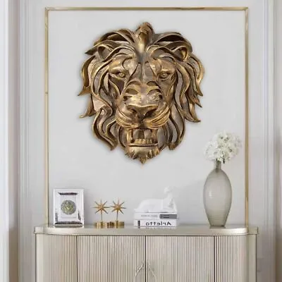 Home Garden Lion Head Sculpture Wall Decor Wall Mounted Art Lion Head Wall Art • £16.01