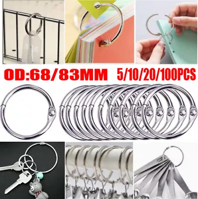  Silver Metal Hinged Split Ring Jailer Key Ring Durable Holder Hoop 25-83mm  • £3.99