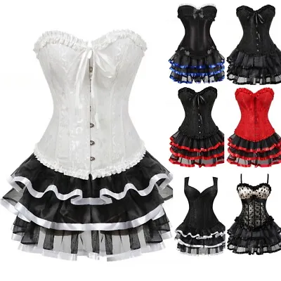 Burlesque Corset Tutu Skirt Basque Bustier Moulin Rouge Dress Valentines 4-20 KK • $22.73