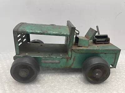 Vintage Pressed Metal Farm Tractor Zamboni Carrier Toy W/ Wood Wheels  • $40