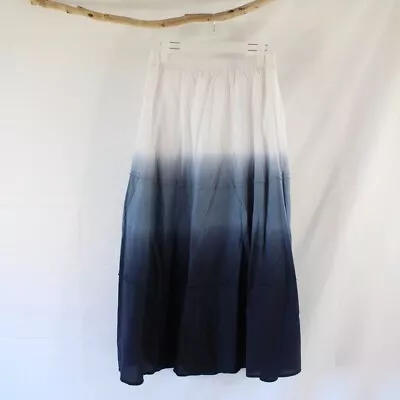 Christopher & Banks White Navy Blue Ombré Skirt Size S Small Maxi Stretch Lined • $20