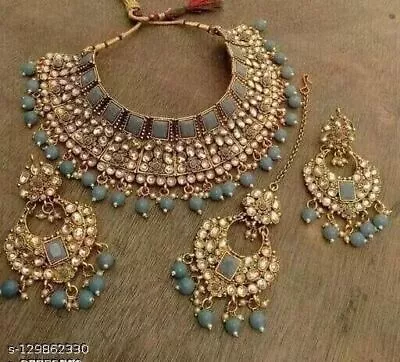 Indian Bollywood Gold Plated Kundan Choker Bridal Necklace Earrings Jewelry Set • $35.78