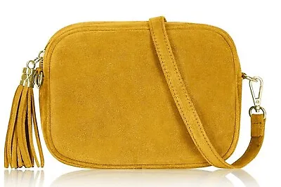 Handbag Bliss Trendy Handmade Suede Camera Style Bag Italian Crossbody Shoulder • £47.99